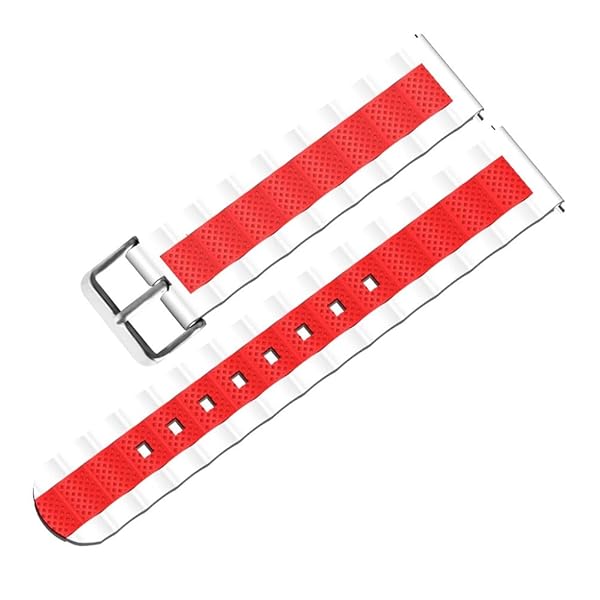 Hemobllo Sports Breathable Wristband Silicone Rubber Watch Band Strap 20mm Red and White Compatible Durable and Comfortable