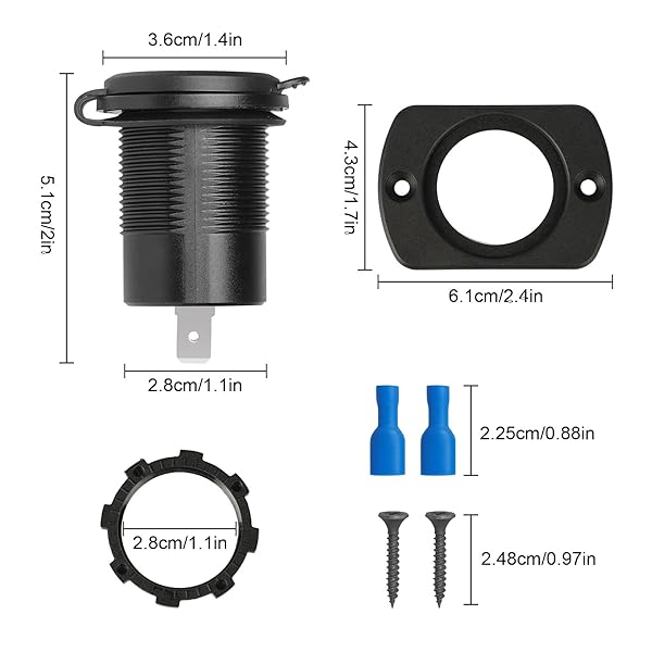 Linkstyle Linkstyle 12V USB Outlet with 30W PD USB-C and Quick Charge 3.0 for Boat Moto RV with Button and LED Voltmeter - View 5 of 7