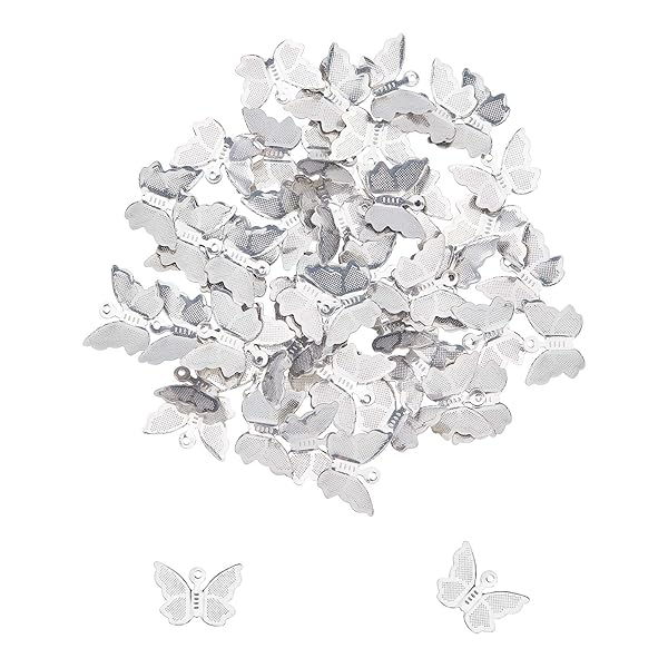 UNICRAFTALE 100pcs Butterfly Pattern Charms Stainless Steel Pendants for Jewelry Making and DIY Crafting