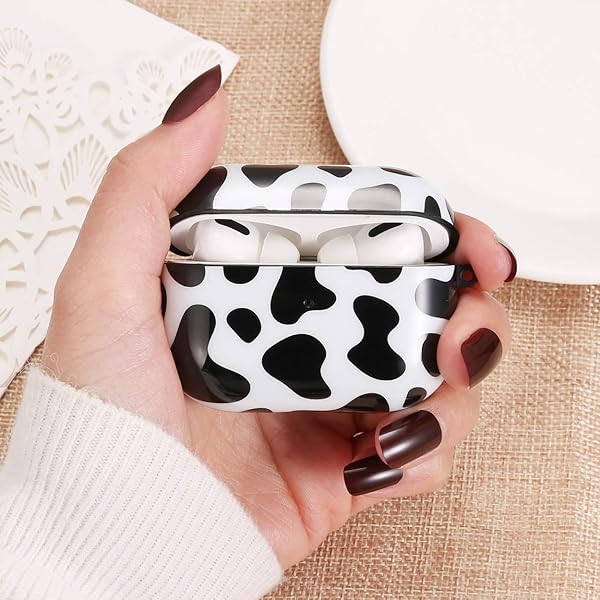 Olytop Olytop Cute Cow Case for Airpods Pro 1st 2nd Generation Protective Cover with Keychain Black Cow Design for Women and Girls - View 4 of 7