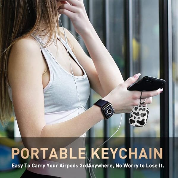 Olytop Olytop Cute Cow Case for Airpods Pro 1st 2nd Generation Protective Cover with Keychain Black Cow Design for Women and Girls - View 5 of 7