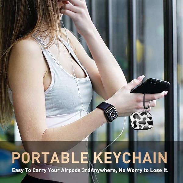 Olytop Olytop Cute Cow Case Cover for Airpods 1st 2nd Generation Protective Hard Skin with Keychain for Women and Girls Black Color - View 3 of 8