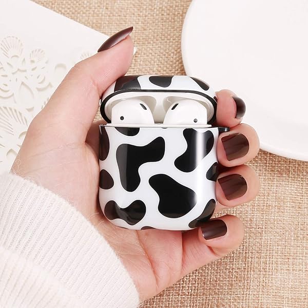 Olytop Olytop Cute Cow Case Cover for Airpods 1st 2nd Generation Protective Hard Skin with Keychain for Women and Girls Black Color - View 6 of 8