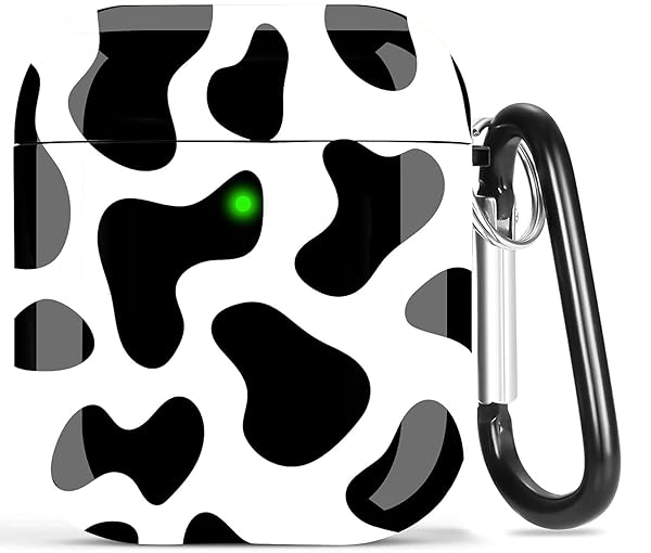 Olytop Olytop Cute Cow Case Cover for Airpods 1st 2nd Generation Protective Hard Skin with Keychain for Women and Girls Black Color - View 8 of 8