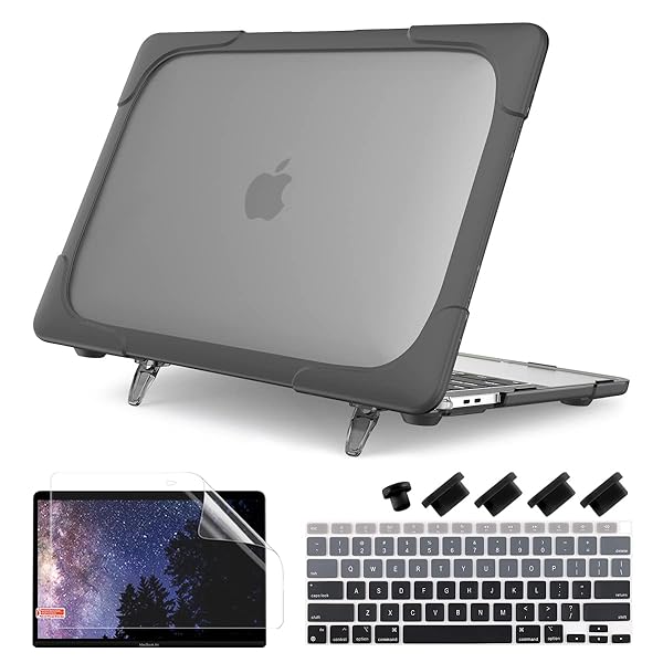 Batianda Batianda MacBook Air 13 Inch Case 2020 2019 2018 A2337 M1 A2179 A1932 Heavy Duty Shockproof Hard Shell with Kickstand and Keyboard Cover Grey - View 3 of 9