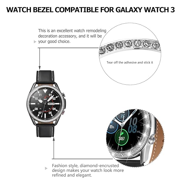 UKCOCO UKCOCO Samsung Watch 3 Bezel Diamond Adhesive Ring Cover Anti Scratch Protection 45mm 41mm Accessory - View 2 of 9