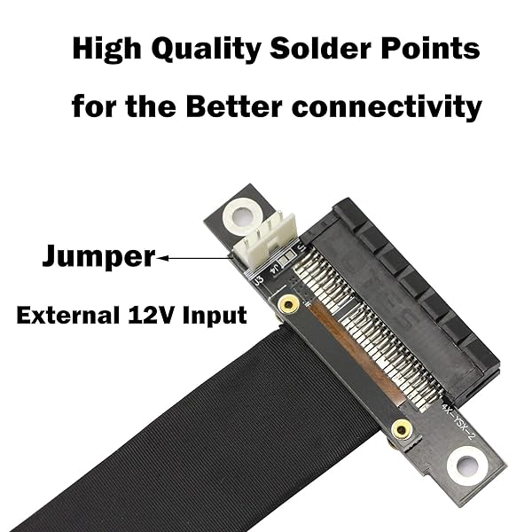 GINTOOYUN GINTOOYUN PCIe 4X Extension Cable - 23cm Riser Adapter for Graphics Card, PCI-Express 3.0 Male to Female, 180 Degree - View 5 of 8