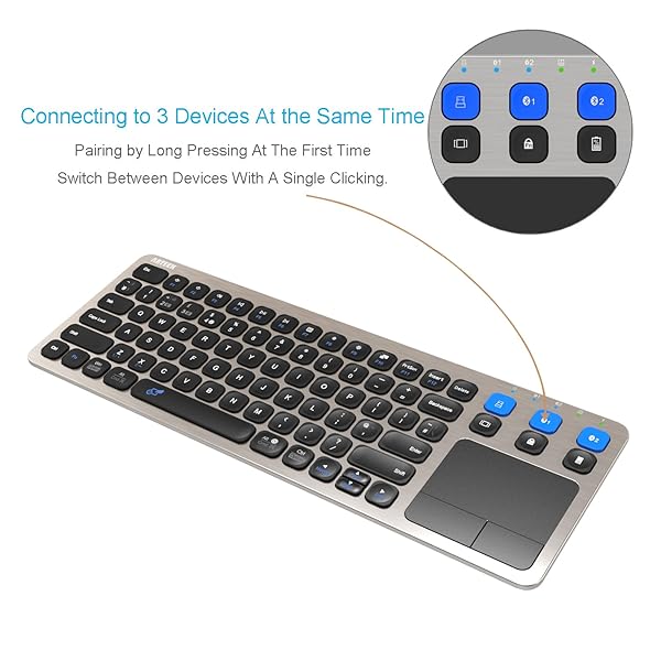 Arteck Arteck Universal Wireless Bluetooth Touch Keyboard Multi-Device with Touchpad for Smart TV TV Box Mac and HTPC - View 3 of 8