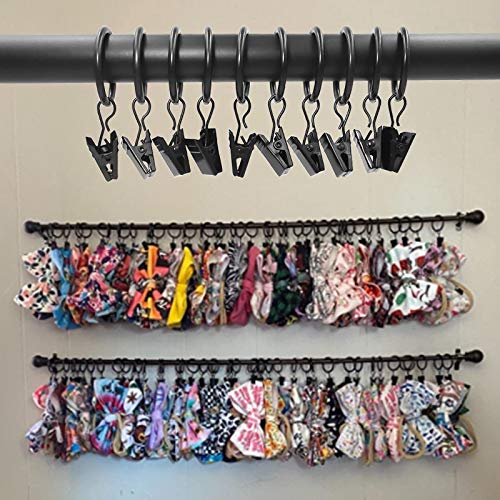 LLPJS LLPJS 44 Pack Curtain Rings Hooks Hanger Clips for Drapery Bows 1 Inch Interior Diameter Fits 5/8 Inch Rod Black - View 6 of 6