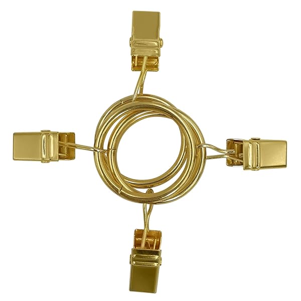LLPJS LLPJS 44 Pack Curtain Rings with Clips for Drapery and Bows 1 Inch Interior Diameter Fits 5/8 Inch Rod Gold - View 3 of 6