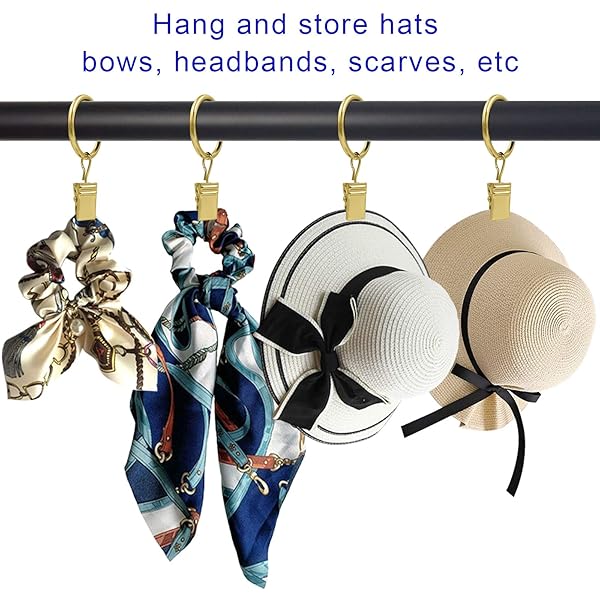 LLPJS LLPJS 44 Pack Curtain Rings with Clips for Drapery and Bows 1 Inch Interior Diameter Fits 5/8 Inch Rod Gold - View 6 of 6