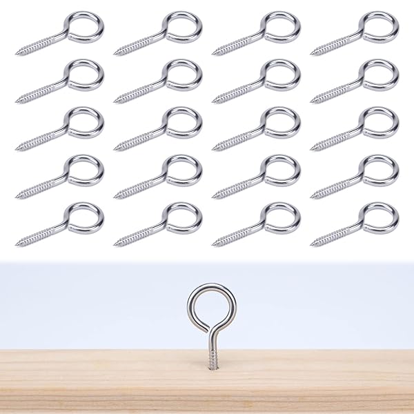 Muzata 20PCS 2 Inch Eye Screws T316 Stainless Steel Eye Hook Screws for Wood Indoor Outdoor Use