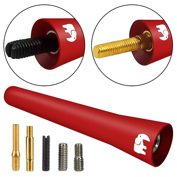 ONE250 ONE250 Short Copper Core Antenna 2.5 inch for Jeep Wrangler JK JKU JL JLU Rubicon Sahara Gladiator Renegade Cherokee 2007-2024 Red - View 5 of 7