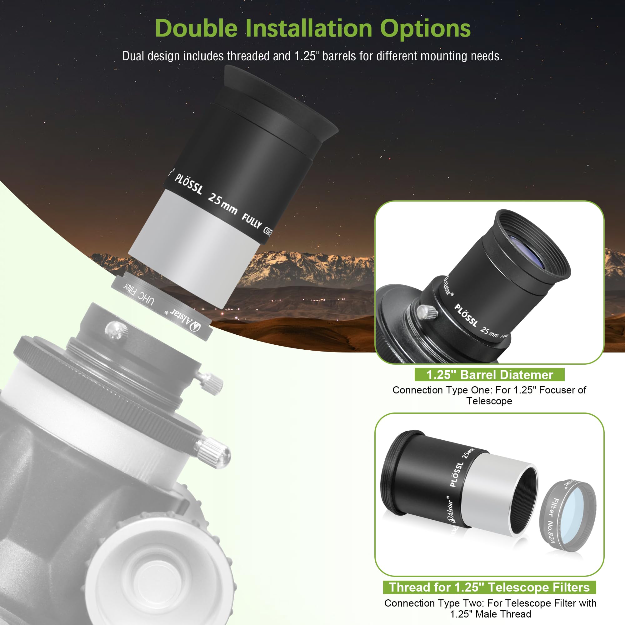 Alstar 125 Inch Plossl Telescope Eyepiece 25mm Fully Multicoated Optical Lens for 125inch Astronomic Telescope and Astronomy Filters - View 4 of 7