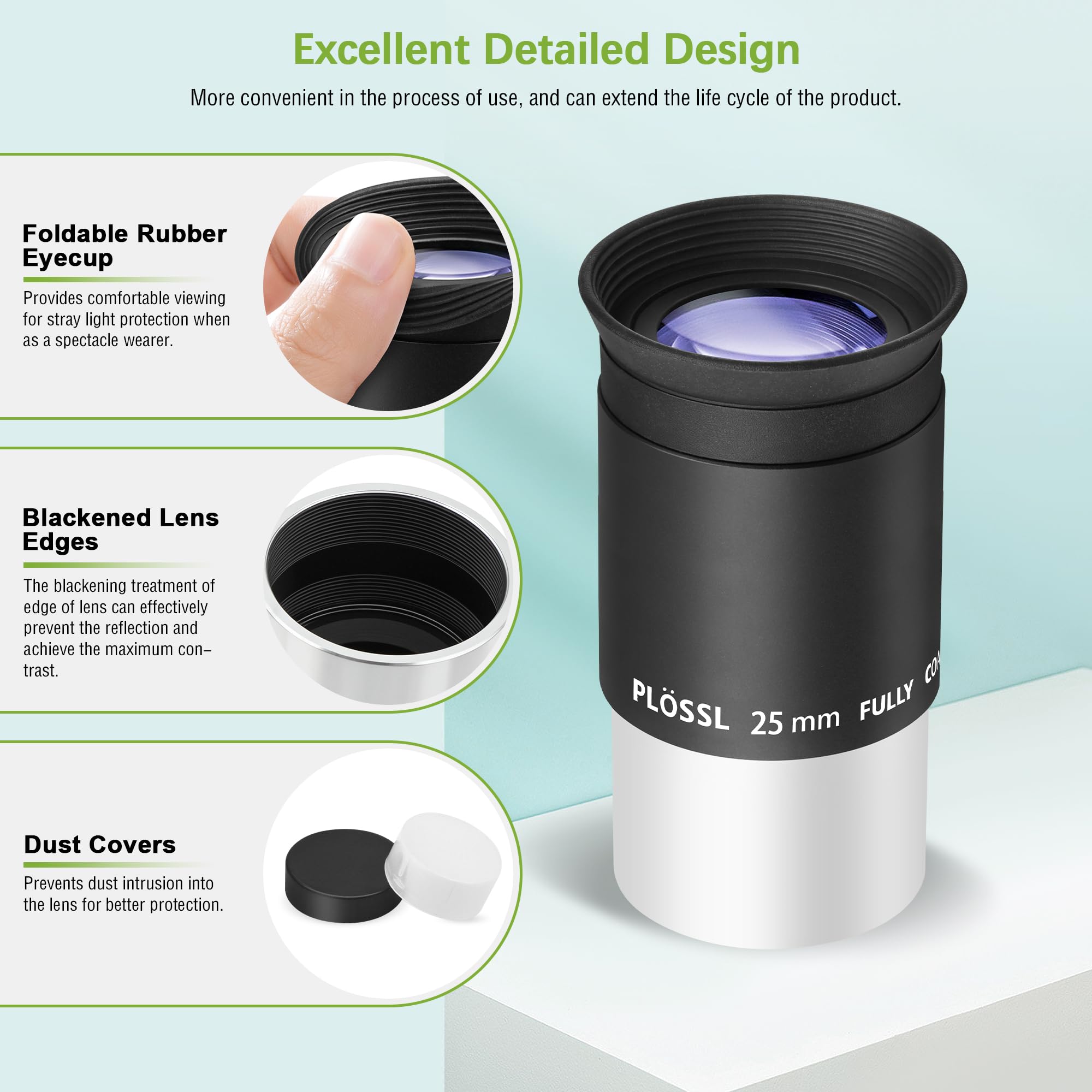 Alstar 125 Inch Plossl Telescope Eyepiece 25mm Fully Multicoated Optical Lens for 125inch Astronomic Telescope and Astronomy Filters - View 6 of 7