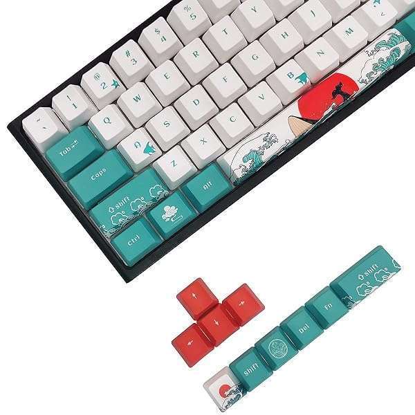 SDYZ SDYZ Coral Sea Custom Keycaps for 60% Mechanical Keyboards - PBT OEM Profile Set for GK61, GK64, RK61, Anne, GH60, ALT61