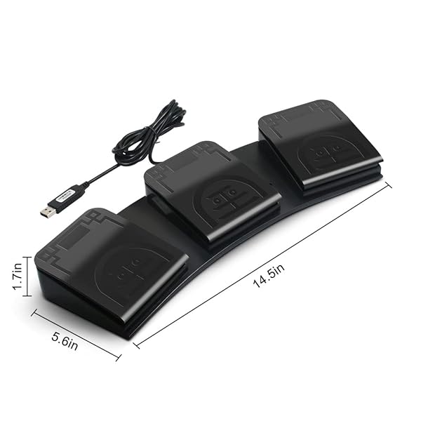 PCsensor PCsensor USB Foot Pedal 3 Key Programmable Foot Switch for Gaming Office Work and Music Page Turning - View 4 of 7