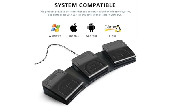 PCsensor PCsensor USB Foot Pedal 3 Key Programmable Foot Switch for Gaming Office Work and Music Page Turning - View 5 of 7