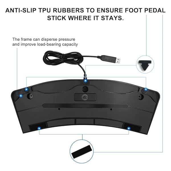 PCsensor PCsensor USB Foot Pedal 3 Key Programmable Foot Switch for Gaming Office Work and Music Page Turning - View 7 of 7