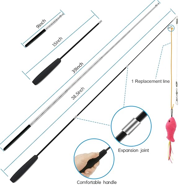 ZPH ZPH Cat Toys Interactive Feather Variety Pack for Cats Includes Wand Fluffy Mouse Worms and Fish for Fun and Exercise - View 2 of 6