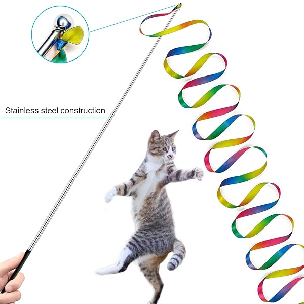 ZPH ZPH Cat Toys Interactive Feather Variety Pack for Cats Includes Wand Fluffy Mouse Worms and Fish for Fun and Exercise - View 6 of 6