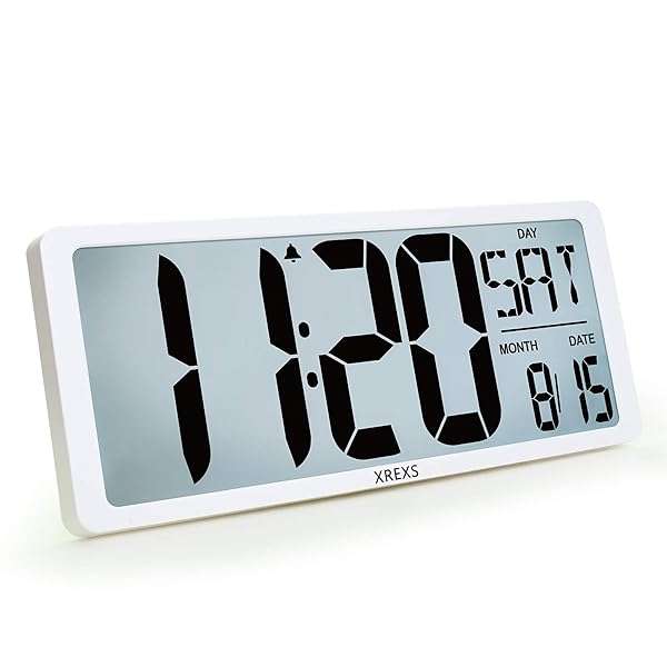 XREXS XREXS 16.9 Inch Jumbo Digital Wall Clock with Backlight - Time, Calendar, Temperature & Alarm for Home Decor