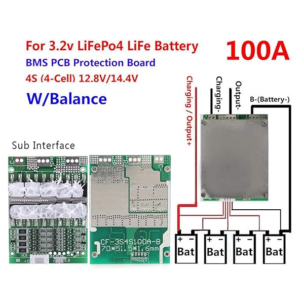 SALUTUYA SALUTUYA 4S 100A 12V Battery Protection Board for LiFePO4 Lithium Iron Phosphate Batteries with Balance Function - View 6 of 10