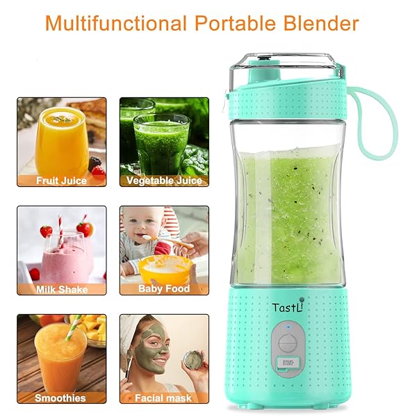 TastLi Portable Mini Blender for Smoothies and Shakes USB Rechargeable Cordless Sky Blue - View 2 of 6