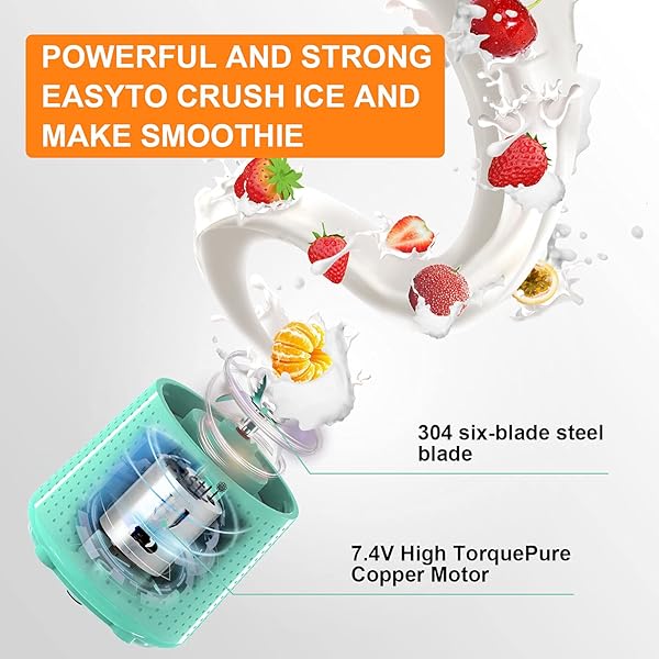 TastLi Portable Mini Blender for Smoothies and Shakes USB Rechargeable Cordless Sky Blue - View 3 of 6