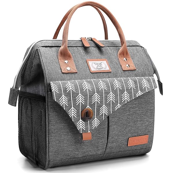 Lekesky Insulated Lekesky Lunch Bag for Women - Leakproof Grey Lunch Box for Work & Adults