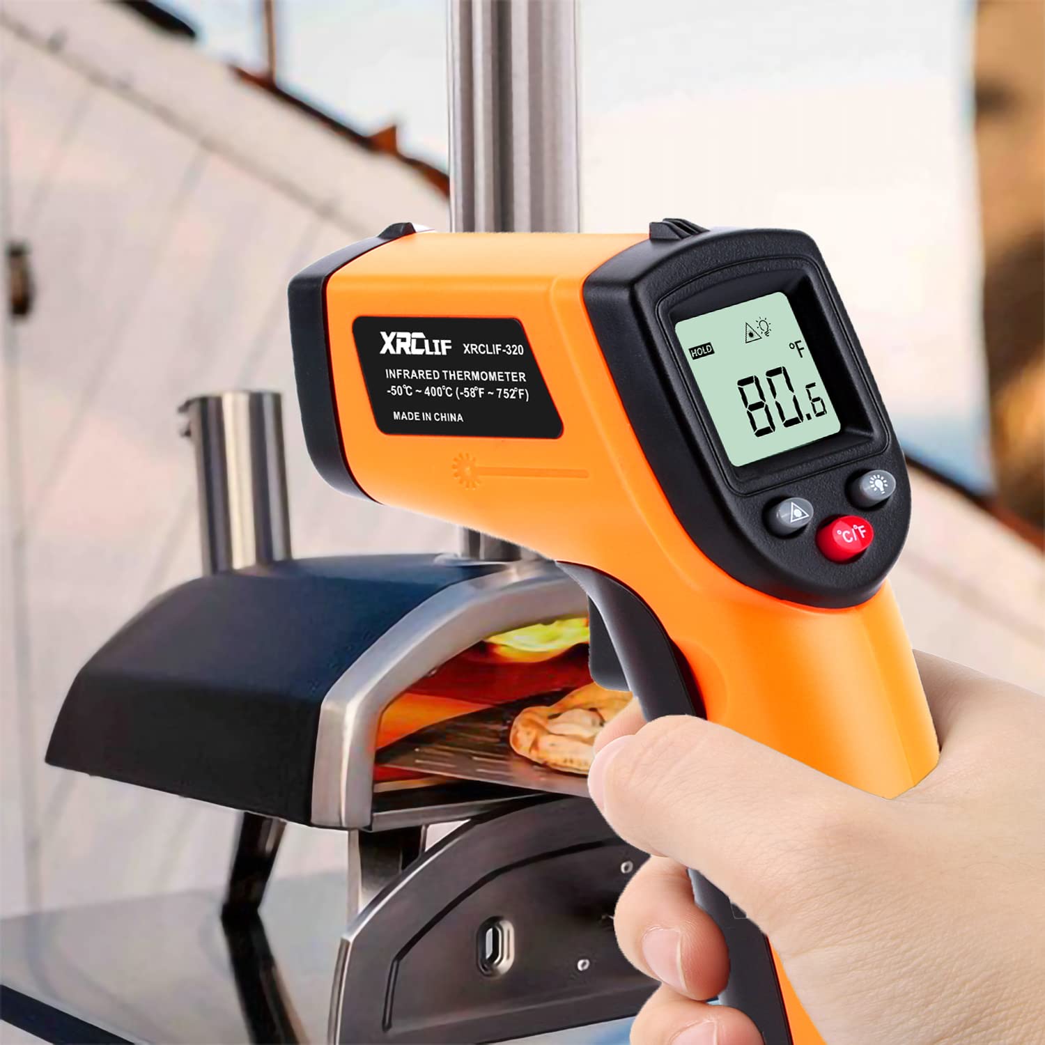 Digital Infrared Thermometer Tool Gun Non-Contact Laser Temperature Gun for Cooking Industry and Automobile Max Min Measure -58F to 752F - View 6 of 7