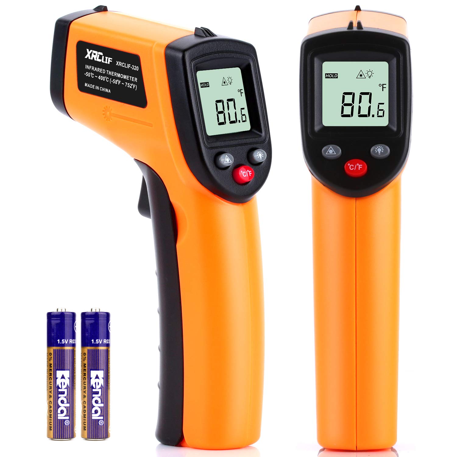 Digital Infrared Thermometer Tool Gun Non-Contact Laser Temperature Gun for Cooking Industry and Automobile Max Min Measure -58F to 752F