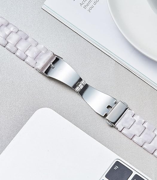 BINLUN Resin Watch Bands Replacement Straps for Men Women Quick Release Lightweight 20mm Pearl White Fashion Skin-Friendly Smartwatch Band - View 4 of 7