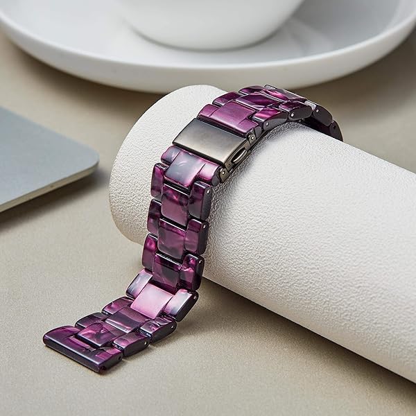 BINLUN Resin Watch Bands Replacement Straps for Men Women 14 Colors Quick Release Lightweight 22mm Skin-Friendly Smartwatch Band Purple - View 3 of 7