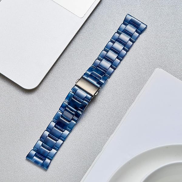 BINLUN Resin Watch Bands Replacement Straps for Men Women Quick Release Lightweight 20mm Dark Blue Fashion Skin-Friendly Smartwatch Band - View 7 of 7