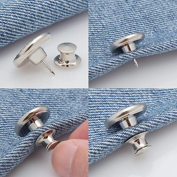 GOLD XIONG PADISHAH 6PCS Instant Button Pin Set for Jeans Replacement Tightening No Sew Adjustable Waist Buttons - View 5 of 7