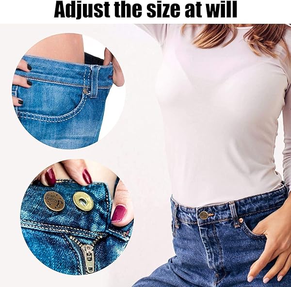 GOLD XIONG PADISHAH 6PCS Instant Button Pin Set for Jeans Replacement Tightening No Sew Adjustable Waist Buttons - View 6 of 7