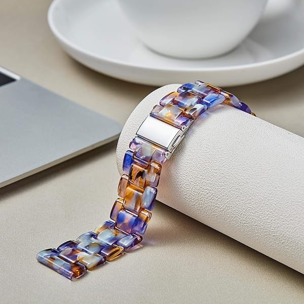 BINLUN Resin Watch Bands Replacement Straps Quick Release Lightweight Ocean Blue 18mm Skin Friendly Fashion Wrist Bands in 3 Sizes - View 3 of 7