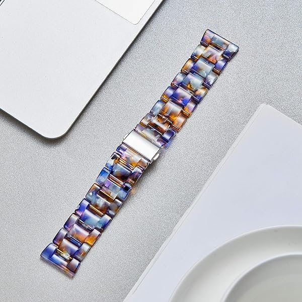 BINLUN Resin Watch Bands Replacement Straps Quick Release Lightweight Ocean Blue 18mm Skin Friendly Fashion Wrist Bands in 3 Sizes - View 7 of 7