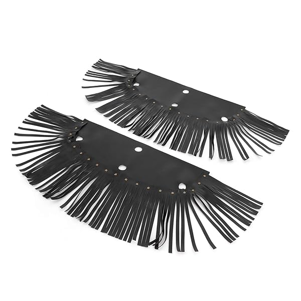 KIMISS KIMISS Motorcycle Floorboard Fringe 2Pcs PU Leather Cover Universal Foot Pedal Tassel Black for Enhanced Style and Comfort - View 8 of 9