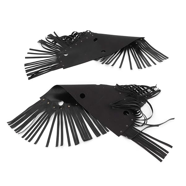 KIMISS KIMISS Motorcycle Floorboard Fringe 2Pcs PU Leather Cover Universal Foot Pedal Tassel Black for Enhanced Style and Comfort - View 9 of 9