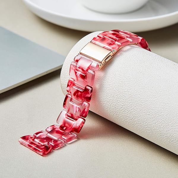 BINLUN Resin Watch Bands Replacement Straps for Men Women Quick Release Lightweight 18mm Pomegranate Red Fashion Skin-Friendly Smartwatch Band - View 3 of 7
