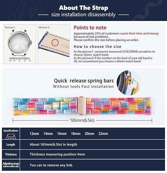 BINLUN Resin Watch Bands Replacement Straps for Men Women Quick Release Lightweight 18mm Pomegranate Red Fashion Skin-Friendly Smartwatch Band - View 6 of 7