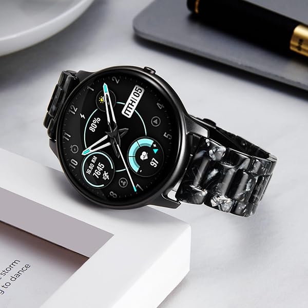 BINLUN Resin Watch Bands Replacement Straps for Men Women Quick Release Lightweight 20mm Ice Black Fashion Skin-Friendly Smartwatch Band - View 5 of 7