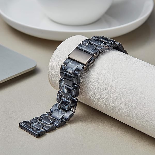 BINLUN Resin Watch Bands Replacement Straps for Men Women Quick Release Lightweight 18mm Ice Black Fashion Skin-Friendly Smartwatch Band - View 3 of 7