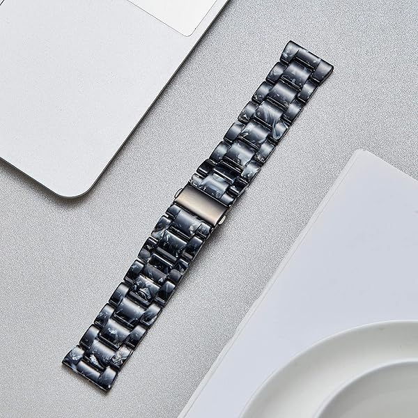 BINLUN Resin Watch Bands Replacement Straps for Men Women Quick Release Lightweight 18mm Ice Black Fashion Skin-Friendly Smartwatch Band - View 7 of 7