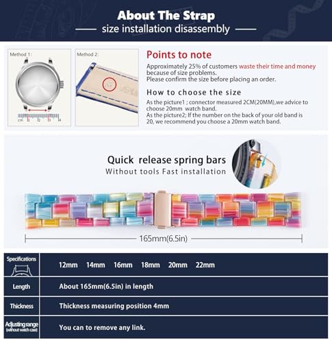 BINLUN BINLUN Resin Watch Straps for Women Replacement Band 18mm 20mm 22mm 14 Colors Quick Release Wrist Strap for Men Smart Watch Bracelets - View 6 of 7