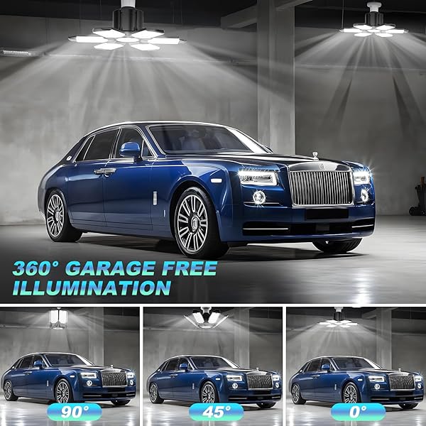 LUCORUSC LUCORUSC 8 Pack 200W Super Bright LED Garage Lights E26 E27 Base 6500K 22000LM Deformable Ceiling Lights for Basement Attic Workshop - View 2 of 7