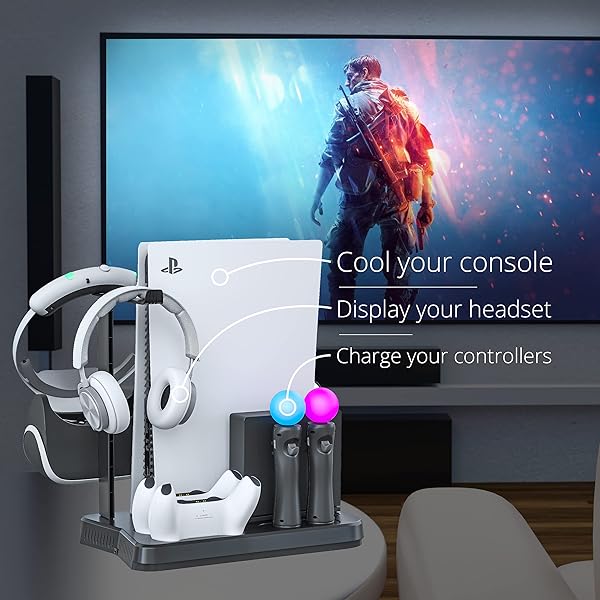 Skywin Skywin PSVR Charging Station Display Stand for PS5 VR Headset and Controller with Fan and Hub for Cool Charging and Showcasing - View 4 of 6
