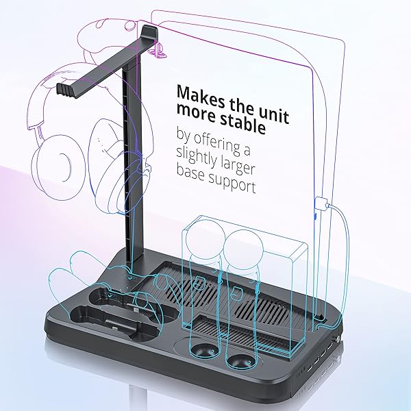 Skywin Skywin PSVR Charging Station Display Stand for PS5 VR Headset and Controller with Fan and Hub for Cool Charging and Showcasing - View 6 of 6